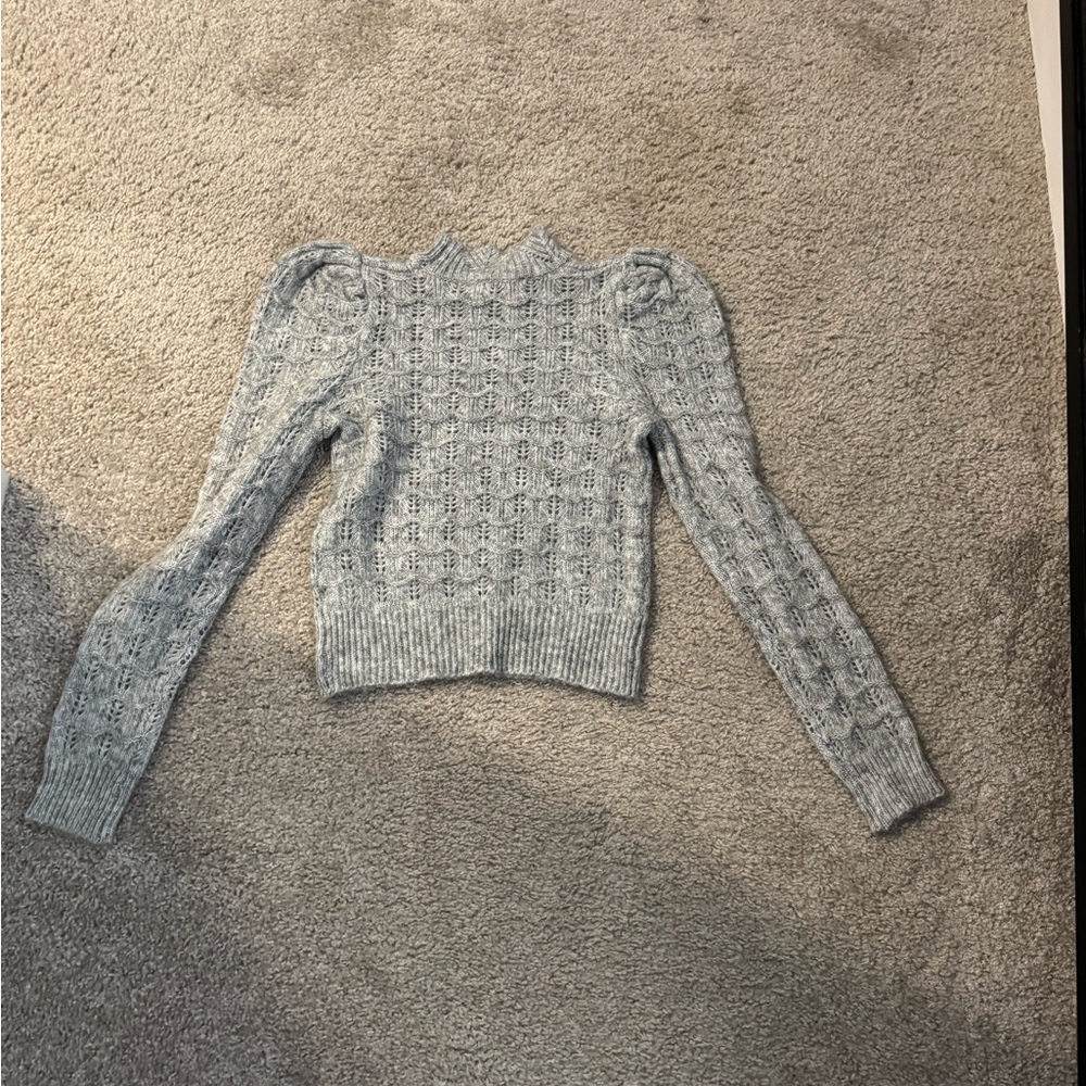Astr Gray Puff Sleeve Sweater